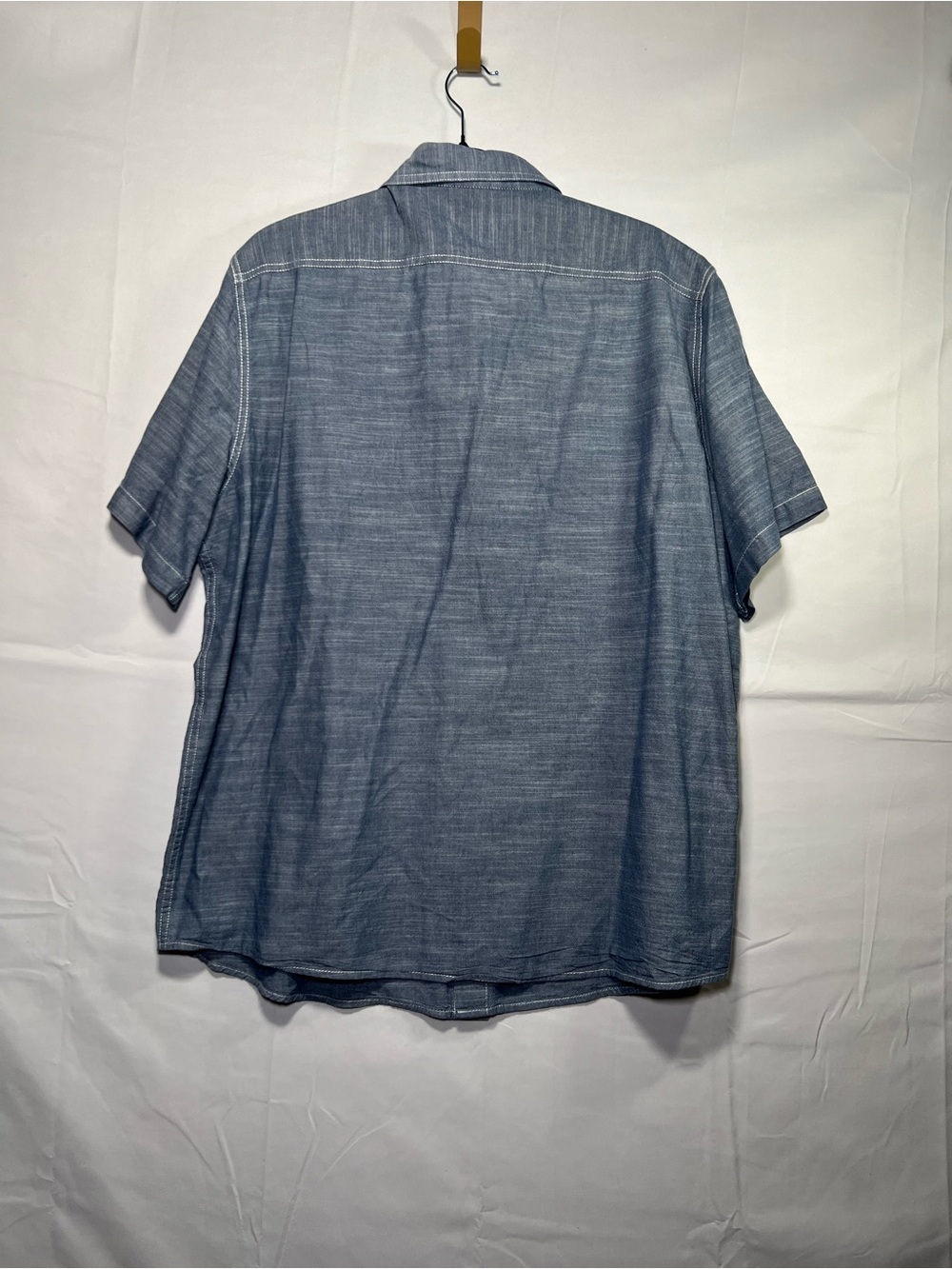 Woolrich Men’s Blue Chambray Short Sleeve Work Shirt XL 100% Cotton - Picture 7 of 9